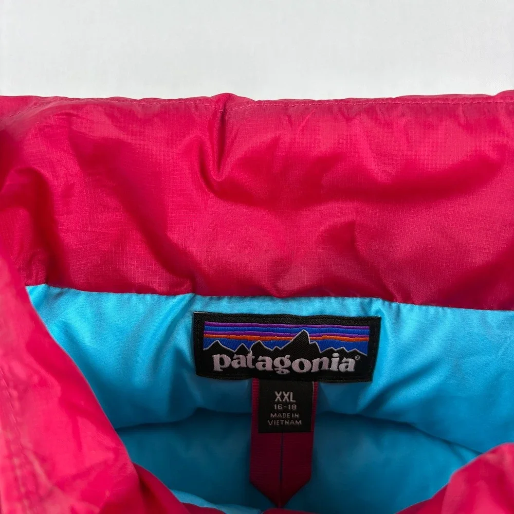Patagonia Down Sweater Vest Girls 2XL Pink Full Zip‎ Outdoor Kids